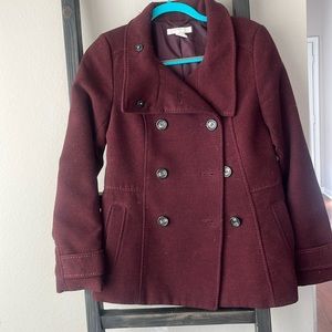 Maroon peacoat, H&M, felted